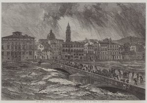 De recente overstroming van de Arno in Florence door Edward William Cooke